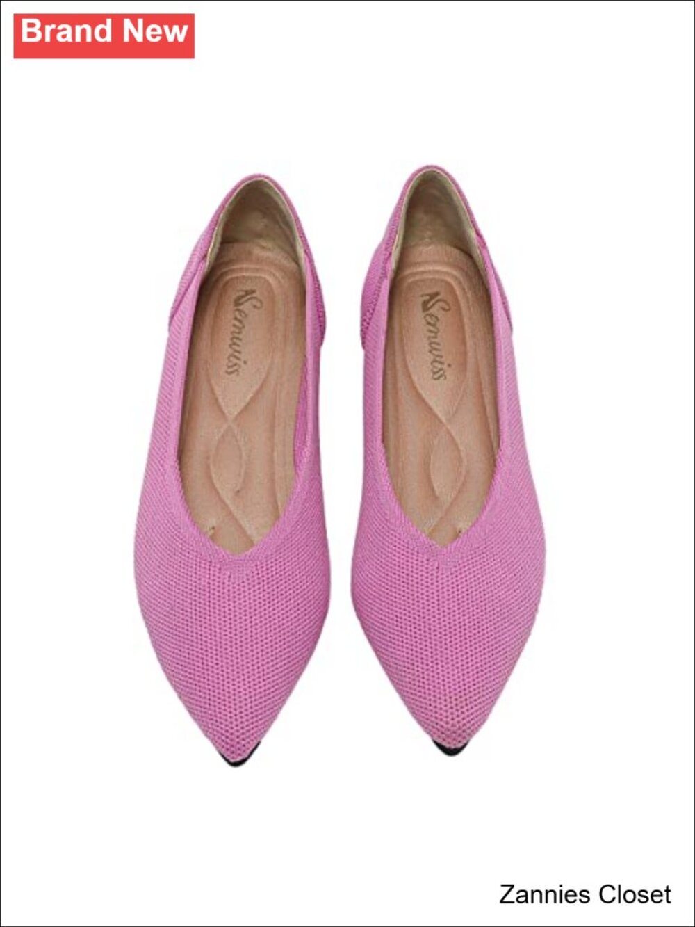⨠Pointed Toe Ballet Flats Comfortable Knit Memory Foam Work Dressy Shoes